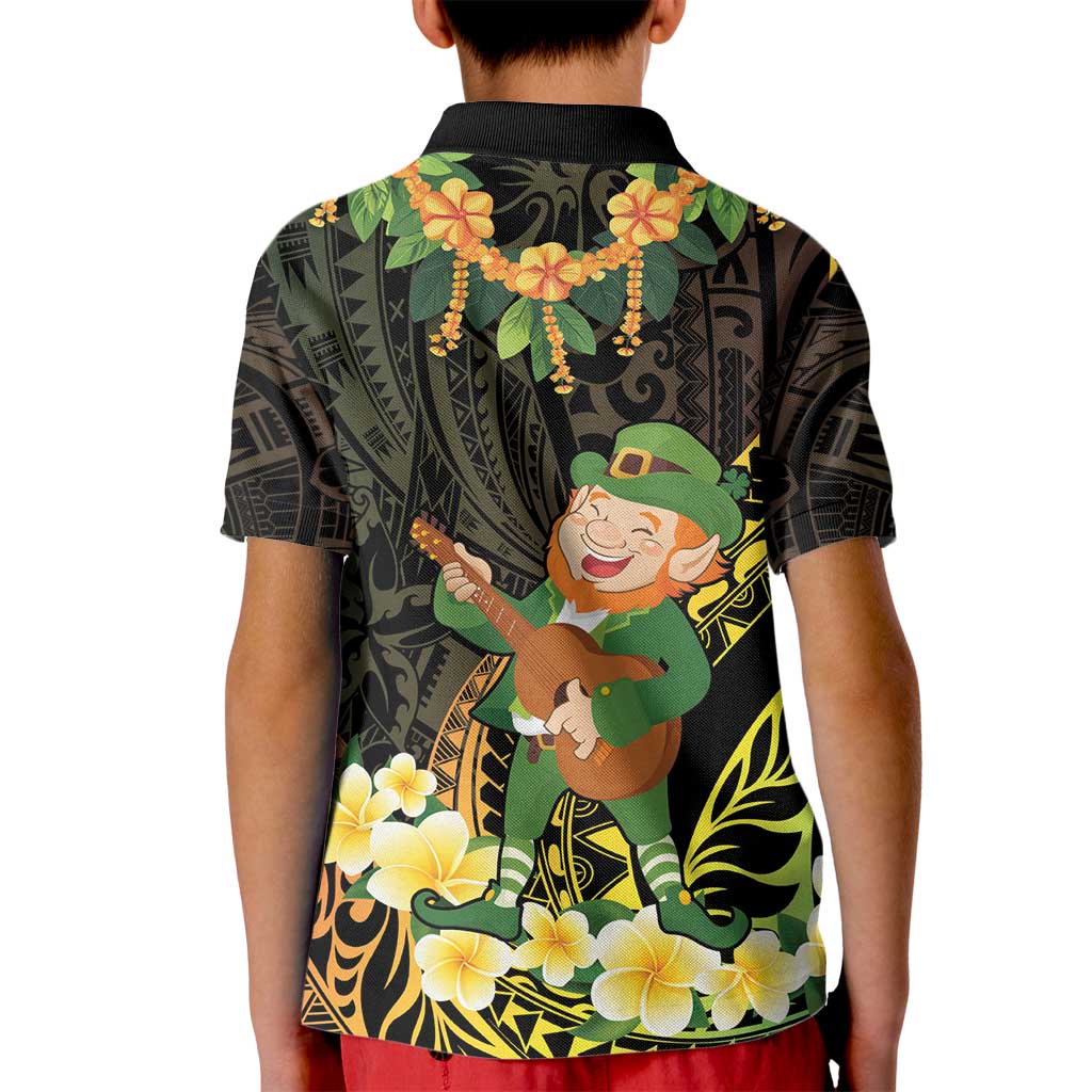 Hawaii Saint Patrick's Day Kid Polo Shirt Ukulele Leprechaun Hau'Oli Maoli Oe!