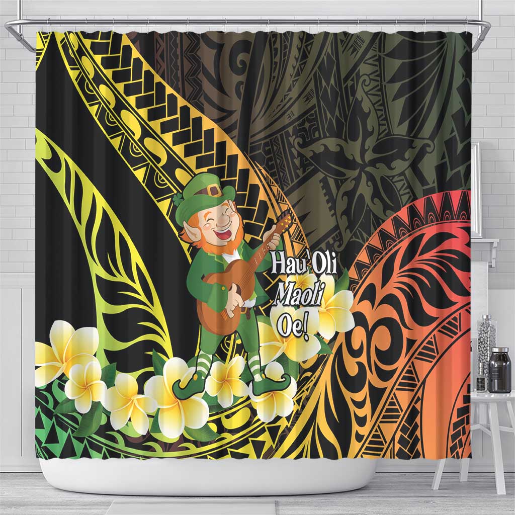 Hawaii Saint Patrick's Day Shower Curtain Ukulele Leprechaun Hau'Oli Maoli Oe!