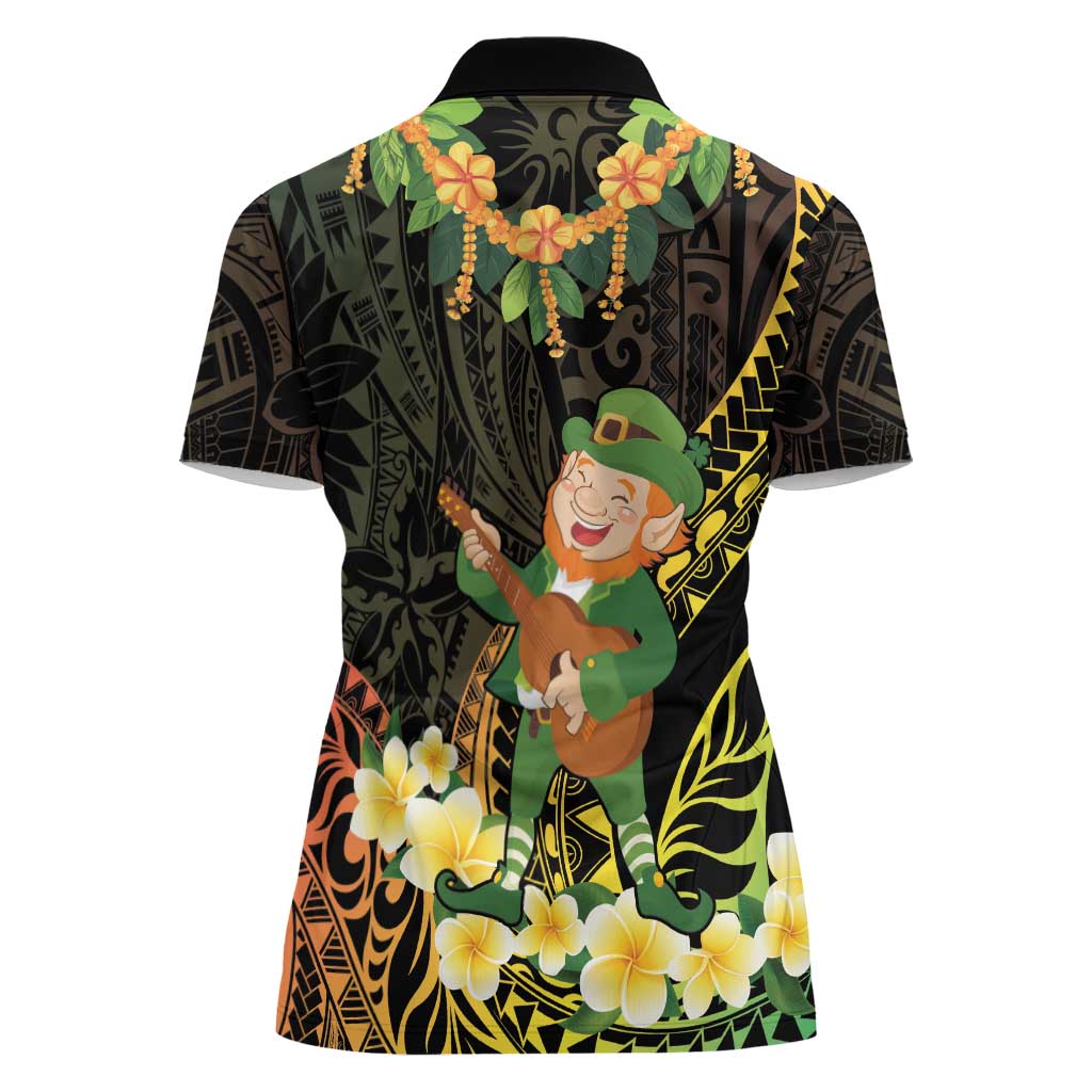 Hawaii Saint Patrick's Day Women Polo Shirt Ukulele Leprechaun Hau'Oli Maoli Oe!