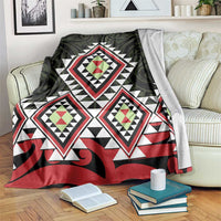 Kia Ora Aotearoa Blanket 2025 Pasifika Maori Taniko Motifs LT14 Black - Polynesian Pride