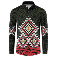 Kia Ora Aotearoa Button Sweatshirt 2025 Pasifika Maori Taniko Motifs