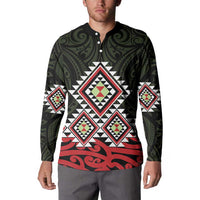 Kia Ora Aotearoa Button Sweatshirt 2025 Pasifika Maori Taniko Motifs