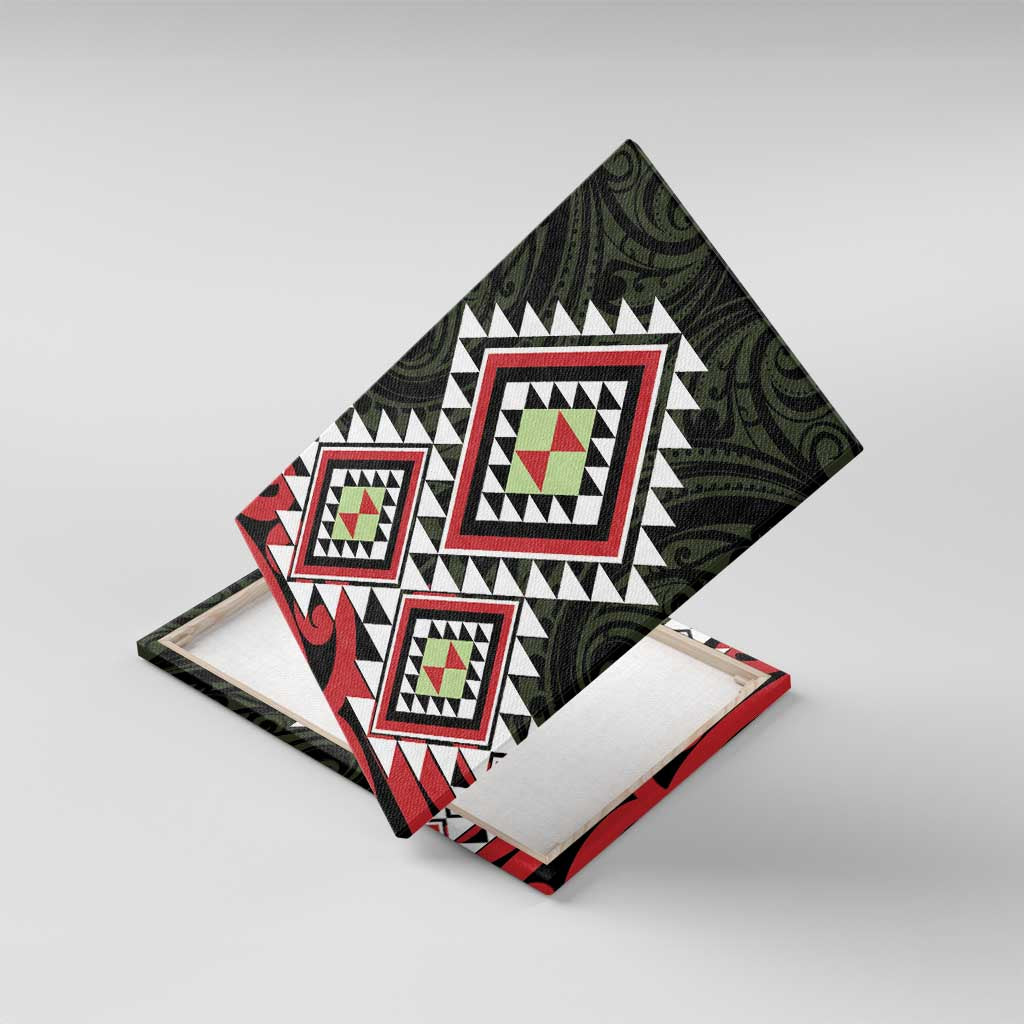 Kia Ora Aotearoa Canvas Wall Art 2025 Pasifika Maori Taniko Motifs LT14 With Frame Black - Polynesian Pride