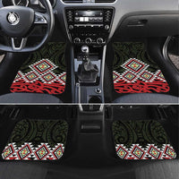 Kia Ora Aotearoa Car Mats 2025 Pasifika Maori Taniko Motifs LT14 Set 4pcs Black - Polynesian Pride