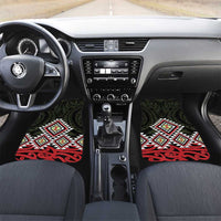 Kia Ora Aotearoa Car Mats 2025 Pasifika Maori Taniko Motifs LT14 Set 2pcs - Front Black - Polynesian Pride