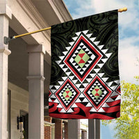 Kia Ora Aotearoa Garden Flag 2025 Pasifika Maori Taniko Motifs LT14 House Flag Black - Polynesian Pride