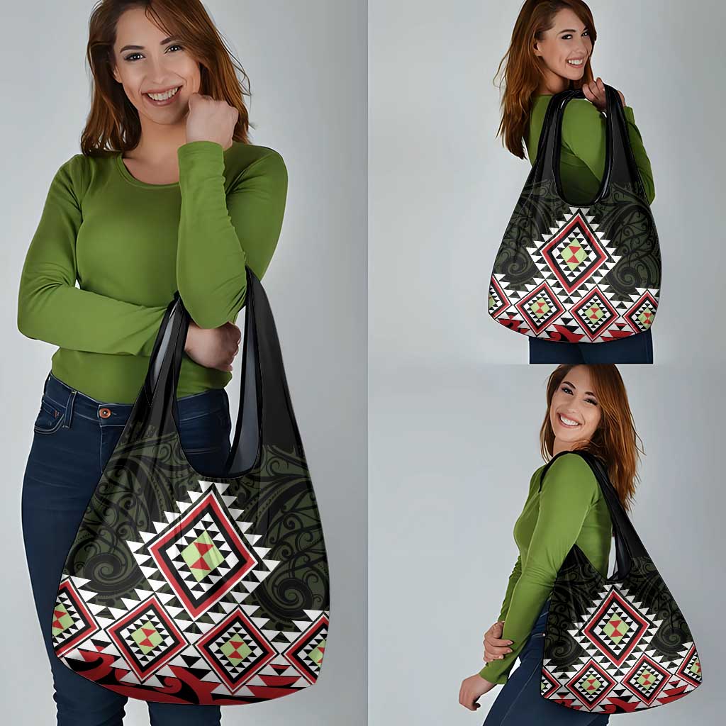 Kia Ora Aotearoa Grocery Bag 2025 Pasifika Maori Taniko Motifs LT14 - Polynesian Pride