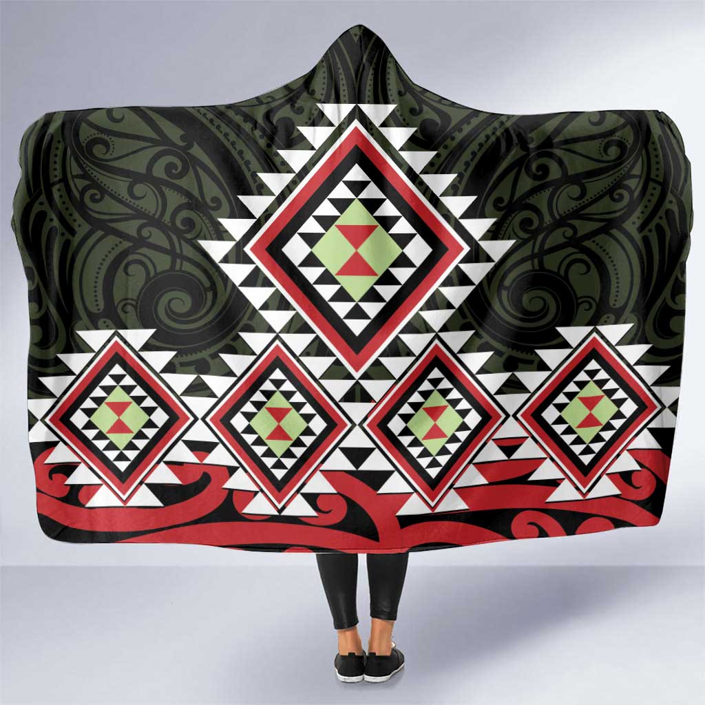 Kia Ora Aotearoa Hooded Blanket 2025 Pasifika Maori Taniko Motifs LT14 One Size Black - Polynesian Pride