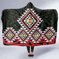 Kia Ora Aotearoa Hooded Blanket 2025 Pasifika Maori Taniko Motifs LT14 One Size Black - Polynesian Pride
