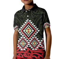 Kia Ora Aotearoa Kid Polo Shirt 2025 Pasifika Maori Taniko Motifs