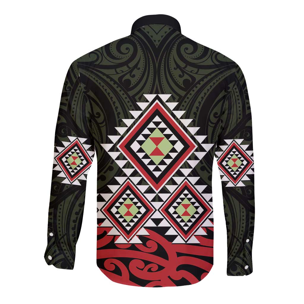 Kia Ora Aotearoa Long Sleeve Button Shirt 2025 Pasifika Maori Taniko Motifs LT14 - Polynesian Pride