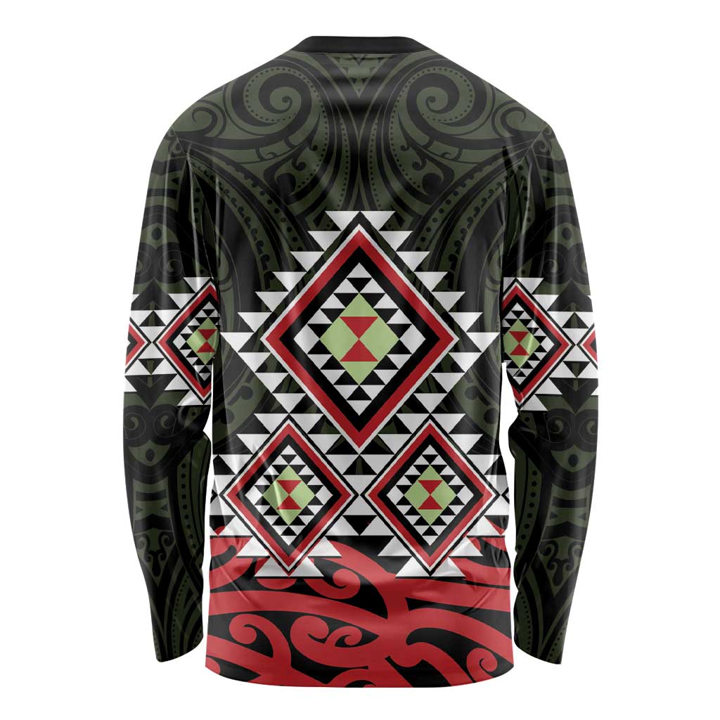 Kia Ora Aotearoa Long Sleeve Shirt 2025 Pasifika Maori Taniko Motifs LT14 - Polynesian Pride