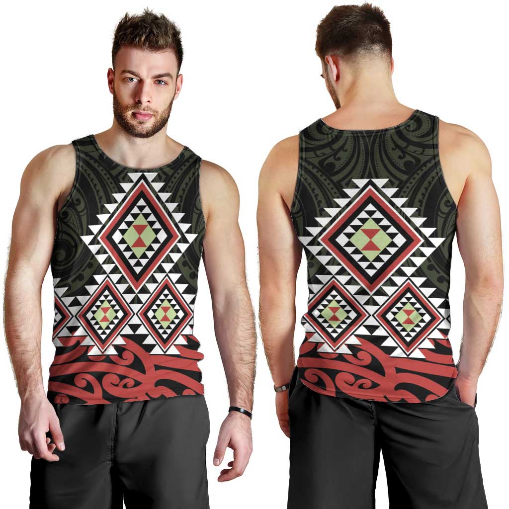 Kia Ora Aotearoa Men Tank Top 2025 Pasifika Maori Taniko Motifs LT14 - Polynesian Pride