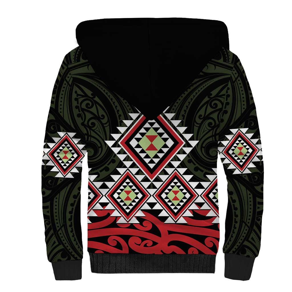 Kia Ora Aotearoa Sherpa Hoodie 2025 Pasifika Maori Taniko Motifs LT14 - Polynesian Pride