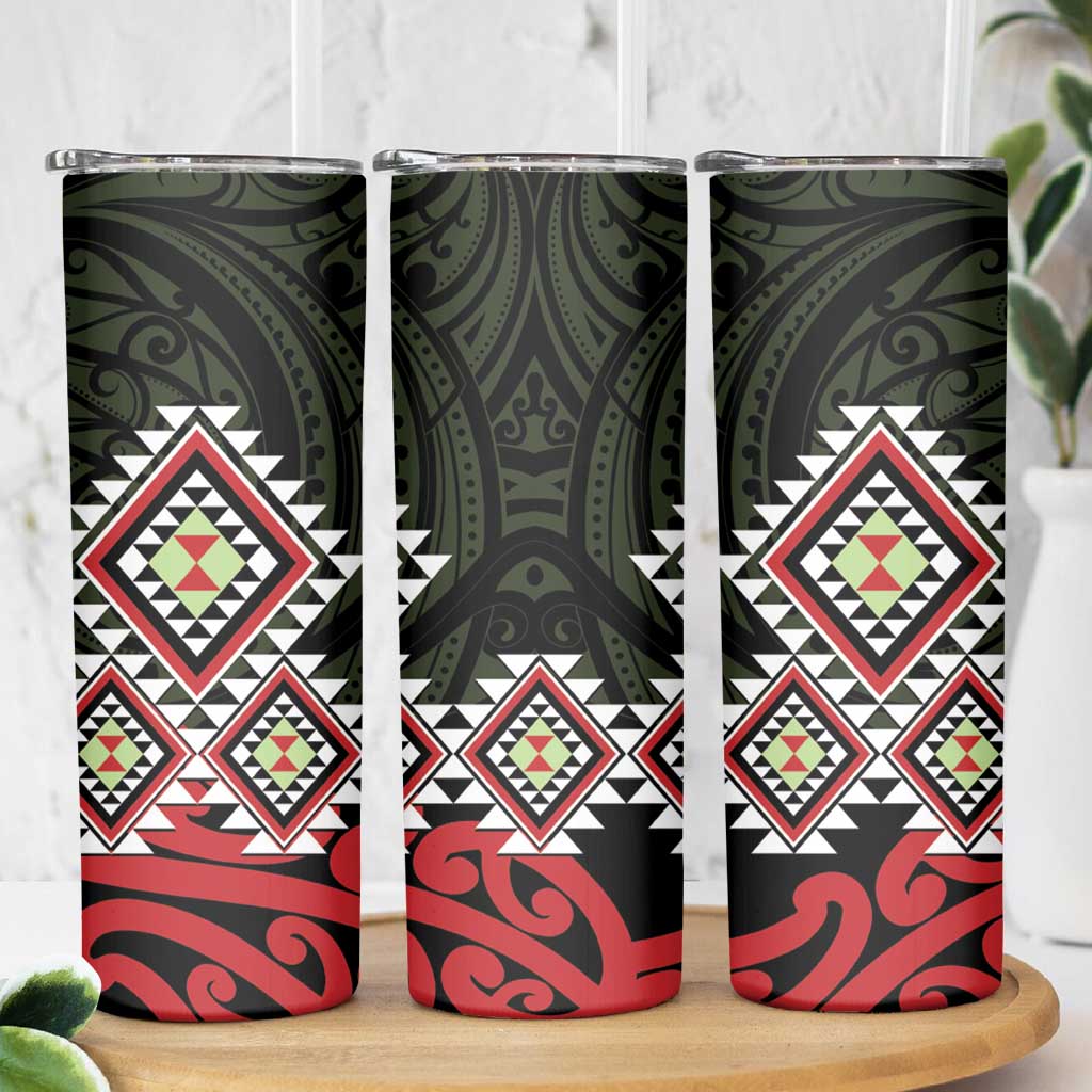 Kia Ora Aotearoa Skinny Tumbler 2025 Pasifika Maori Taniko Motifs