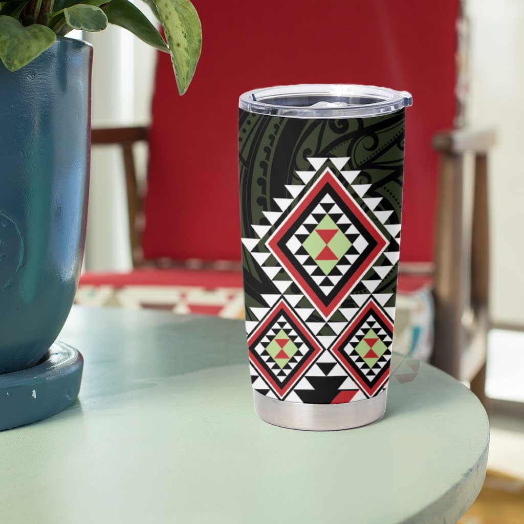 Kia Ora Aotearoa Tumbler Cup 2025 Pasifika Maori Taniko Motifs LT14 - Polynesian Pride