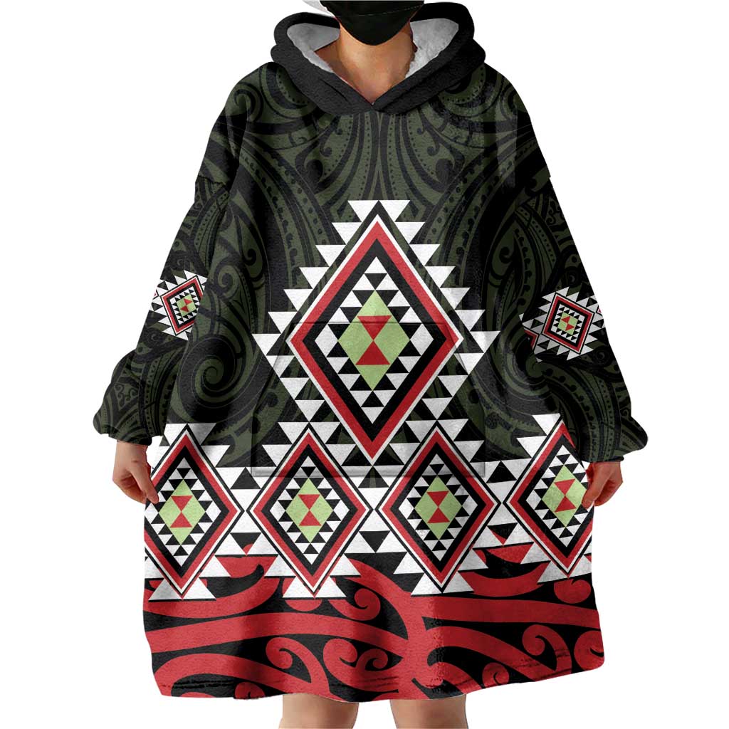 Kia Ora Aotearoa Wearable Blanket Hoodie 2025 Pasifika Maori Taniko Motifs LT14 - Polynesian Pride
