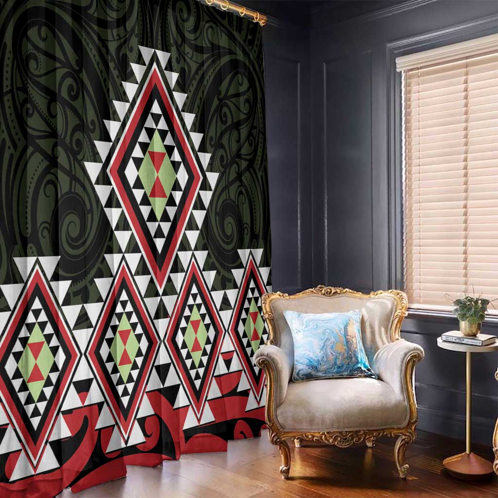 Kia Ora Aotearoa Window Curtain 2025 Pasifika Maori Taniko Motifs LT14 - Polynesian Pride
