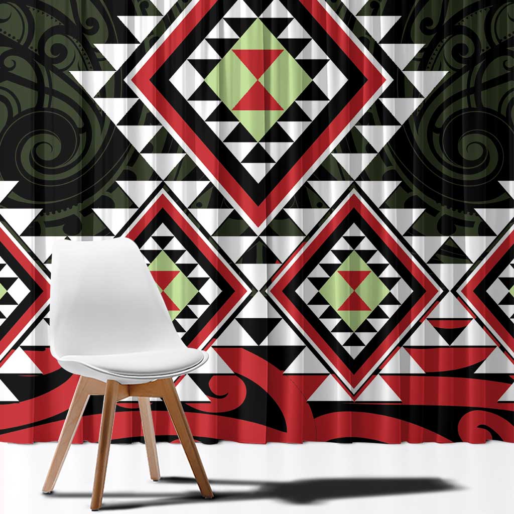 Kia Ora Aotearoa Window Curtain 2025 Pasifika Maori Taniko Motifs LT14 - Polynesian Pride