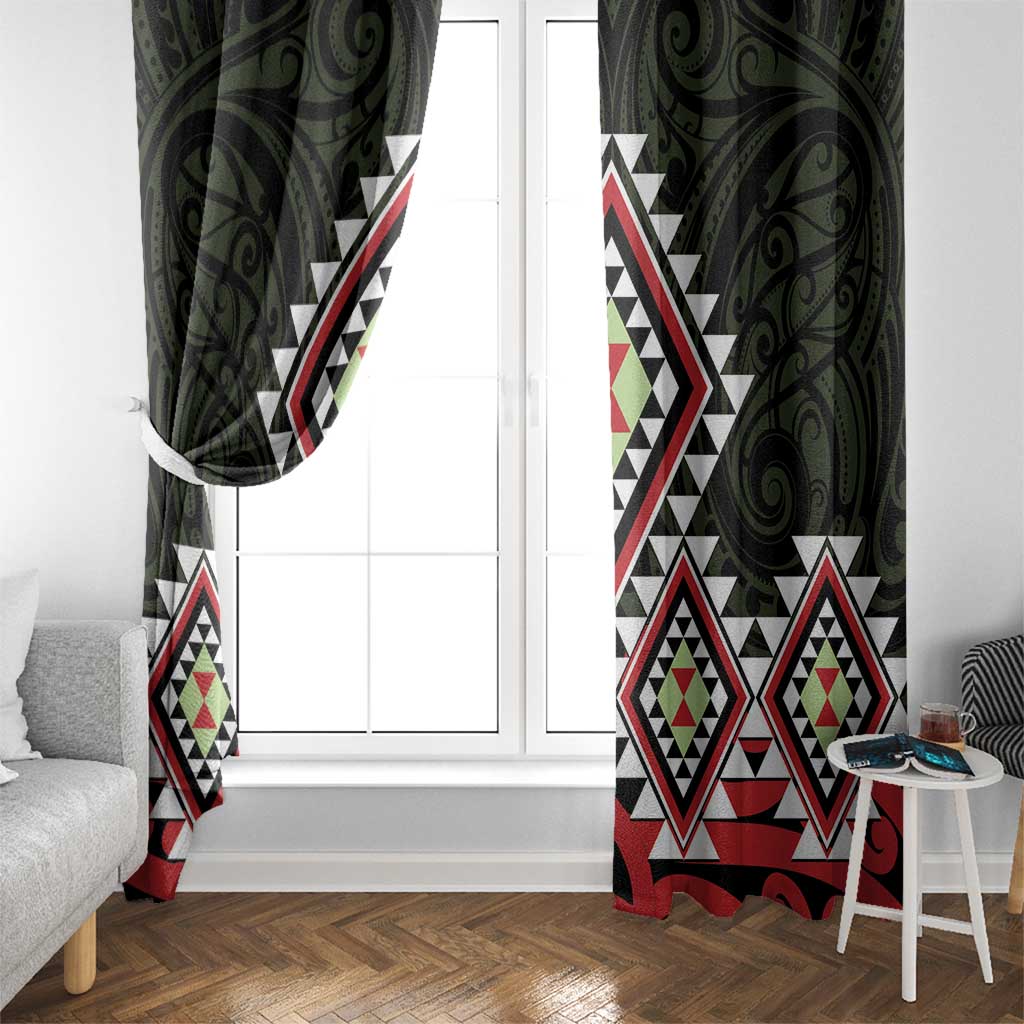 Kia Ora Aotearoa Window Curtain 2025 Pasifika Maori Taniko Motifs LT14 - Polynesian Pride