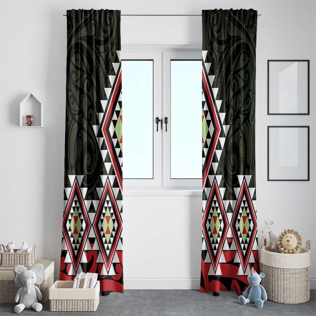 Kia Ora Aotearoa Window Curtain 2025 Pasifika Maori Taniko Motifs LT14 - Polynesian Pride
