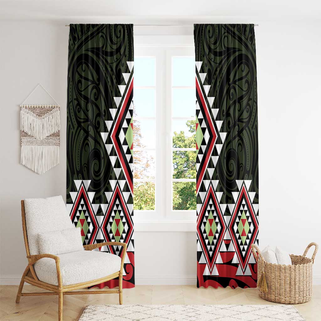 Kia Ora Aotearoa Window Curtain 2025 Pasifika Maori Taniko Motifs LT14 - Polynesian Pride