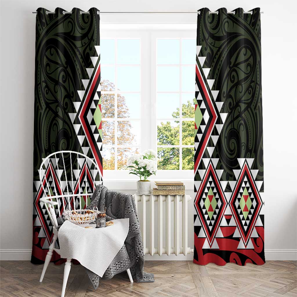 Kia Ora Aotearoa Window Curtain 2025 Pasifika Maori Taniko Motifs LT14 - Polynesian Pride