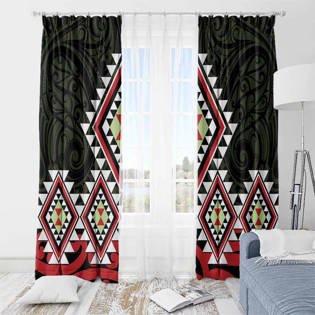 Kia Ora Aotearoa Window Curtain 2025 Pasifika Maori Taniko Motifs LT14 - Polynesian Pride