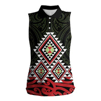 Kia Ora Aotearoa Women Sleeveless Polo Shirt 2025 Pasifika Maori Taniko Motifs