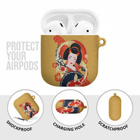 Japanese Geisha Koi Fish AirPods Case Cherry Blossoms Yellow Seigaiha Pattern LT14 - Polynesian Pride