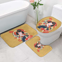 Japanese Geisha Koi Fish Bathroom Set Cherry Blossoms Yellow Seigaiha Pattern - Polynesian Pride