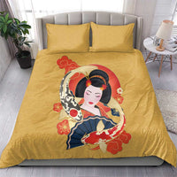 Japanese Geisha Koi Fish Bedding Set Cherry Blossoms Yellow Seigaiha Pattern LT14 - Polynesian Pride