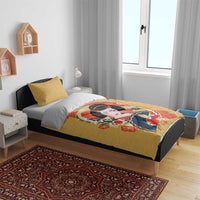Japanese Geisha Koi Fish Bedding Set Cherry Blossoms Yellow Seigaiha Pattern LT14 - Polynesian Pride
