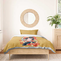 Japanese Geisha Koi Fish Bedding Set Cherry Blossoms Yellow Seigaiha Pattern LT14 - Polynesian Pride