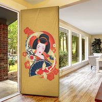 Japanese Geisha Koi Fish Door Cover Cherry Blossoms Yellow Seigaiha Pattern LT14 - Polynesian Pride