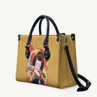 Japanese Geisha Koi Fish Leather Bag Cherry Blossoms Yellow Seigaiha Pattern LT14 Yellow - Polynesian Pride