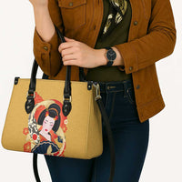 Japanese Geisha Koi Fish Leather Bag Cherry Blossoms Yellow Seigaiha Pattern LT14 - Polynesian Pride