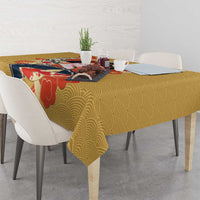Japanese Geisha Koi Fish Tablecloth Cherry Blossoms Yellow Seigaiha Pattern LT14 - Polynesian Pride