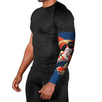 Japanese Geisha Koi Fish Arm Sleeves Cherry Blossoms Blue Seigaiha Pattern LT14 - Polynesian Pride