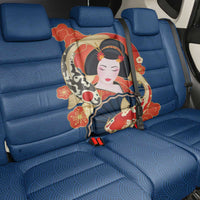 Japanese Geisha Koi Fish Back Car Seat Cover Cherry Blossoms Blue Seigaiha Pattern LT14 - Polynesian Pride