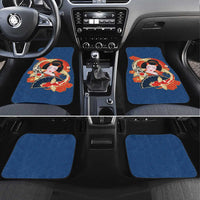 Japanese Geisha Koi Fish Car Mats Cherry Blossoms Blue Seigaiha Pattern - Polynesian Pride
