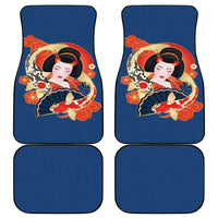 Japanese Geisha Koi Fish Car Mats Cherry Blossoms Blue Seigaiha Pattern - Polynesian Pride