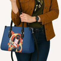 Japanese Geisha Koi Fish Leather Bag Cherry Blossoms Blue Seigaiha Pattern LT14 - Polynesian Pride