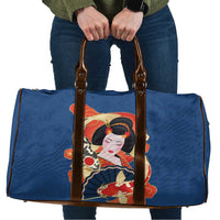 Japanese Geisha Koi Fish Travel Bag Cherry Blossoms Blue Seigaiha Pattern LT14 Blue - Polynesian Pride