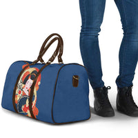 Japanese Geisha Koi Fish Travel Bag Cherry Blossoms Blue Seigaiha Pattern LT14 - Polynesian Pride