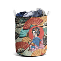 Japanese Geisha Katana Laundry Basket Japan Sensu Seigaiha Pattern - Polynesian Pride