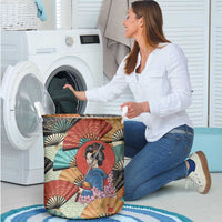 Japanese Geisha Katana Laundry Basket Japan Sensu Seigaiha Pattern - Polynesian Pride