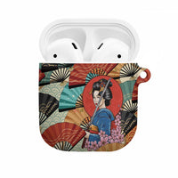 Japanese Geisha Katana AirPods Case Japan Sensu Seigaiha Pattern LT14 Multicolor - Polynesian Pride