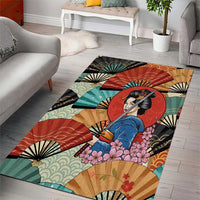 Japanese Geisha Katana Area Rug Japan Sensu Seigaiha Pattern LT14 - Polynesian Pride