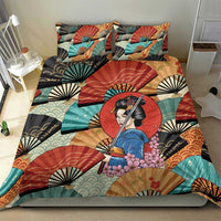 Japanese Geisha Katana Bedding Set Japan Sensu Seigaiha Pattern LT14 - Polynesian Pride